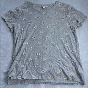 Lucky Brand Gray Daisy Print Women's Tee